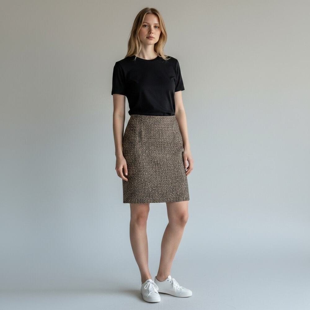 Vintage J.G. Hook Tweed Pencil Skirt Green Purple Textured Size 14